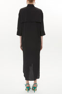 Black Wide cut button midi dress 93349