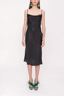 Black Degage collar midi dress 93354