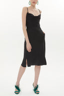 Black Degage collar midi dress 93354