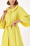 Yellow Raglan sleeve shabby chic maxi dress 93356