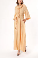 Beige Raglan sleeve shabby chic maxi dress 93356