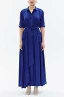 Blue Pleated pocket maxi dress 93362