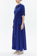 Blue Pleated pocket maxi dress 93362