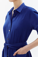 Blue Pleated pocket maxi dress 93362