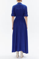 Blue Pleated pocket maxi dress 93362