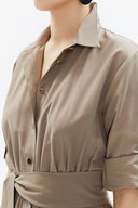 Beige Pleated pocket maxi dress 93362