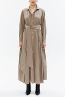 Beige Pleated pocket maxi dress 93362