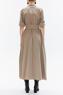 Beige Pleated pocket maxi dress 93362