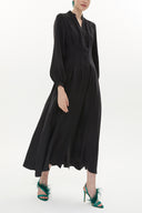 Black Seam waist detail maxi dress 93367
