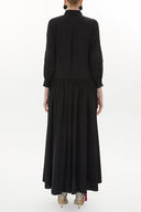 Black Rib sleeve wide cut maxi dress 93368