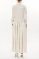 Beige Rib sleeve wide cut maxi dress 93368