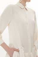 Beige Rib sleeve wide cut maxi dress 93368