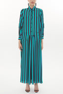 Striped Rib sleeve wide cut maxi dress 93368