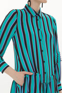 Striped Rib sleeve wide cut maxi dress 93368