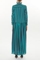 Striped Rib sleeve wide cut maxi dress 93368