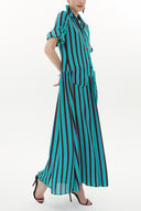 Striped Rib sleeve wide cut maxi dress 93368