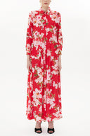 Floral Printed Rib sleeve wide cut maxi dress 93368