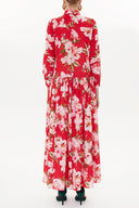 Floral Printed Rib sleeve wide cut maxi dress 93368