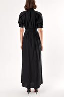 Black Pleated sleeve and waist dress  93369