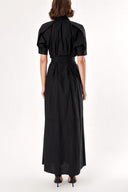Black Pleated sleeve and waist dress  93369