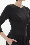 Black Underbodice detail zipped maxi dress 93371