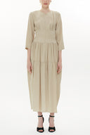 Beige Underbodice detail zipped maxi dress 93371