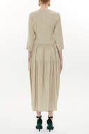 Beige Underbodice detail zipped maxi dress 93371