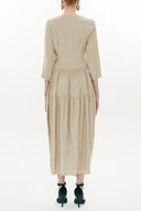 Beige Underbodice detail zipped maxi dress 93371