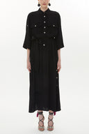Black Button detail wide cut maxi dress 93372
