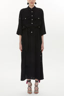 Black Button detail wide cut maxi dress 93372
