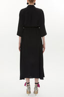 Black Button detail wide cut maxi dress 93372