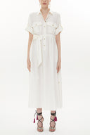 White Button detail wide cut maxi dress 93372