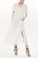 White Button detail wide cut maxi dress 93372