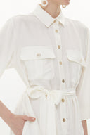 White Button detail wide cut maxi dress 93372