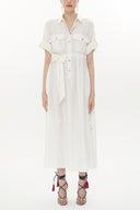 White Button detail wide cut maxi dress 93372