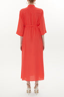 Red Button detail wide cut maxi dress 93372