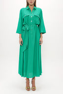 Green Button detail wide cut maxi dress 93372