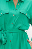 Green Button detail wide cut maxi dress 93372