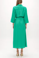 Green Button detail wide cut maxi dress 93372