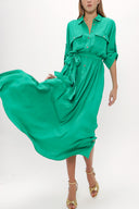Green Button detail wide cut maxi dress 93372
