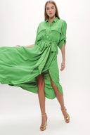 Light Green Button detail wide cut maxi dress 93372