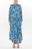 Blue Wide cut Pleated dress 93377