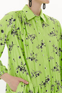 Green Wide cut Pleated dress 93377