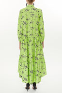 Green Wide cut Pleated dress 93377