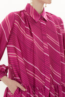 Fuchsia Wide cut Pleated dress 93377