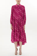 Fuchsia Wide cut Pleated dress 93377