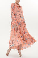 Salmon Wide cut Pleated dress 93377