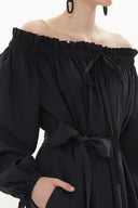 Black Elastic shoulder and cuff wide cut dress  93379