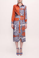 Orange Lace-up shirt dress 93381