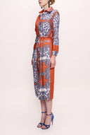 Orange Lace-up shirt dress 93381